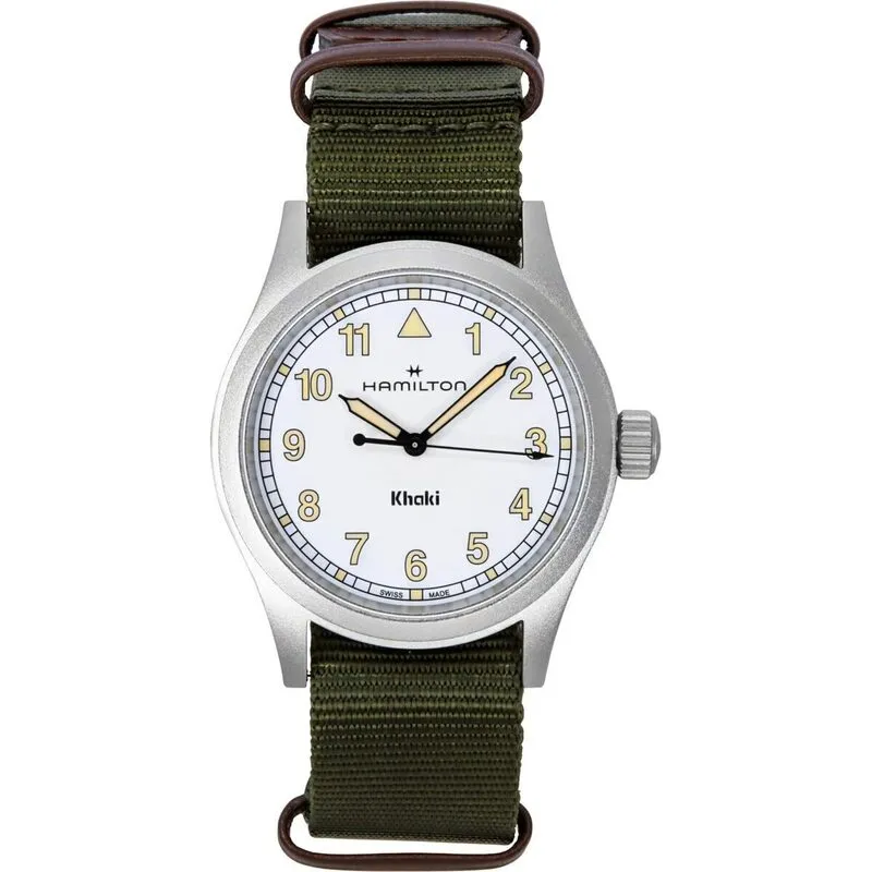 Hamilton Khaki Field Textile Strap White Dial Quartz H69401910 Unisex Watch