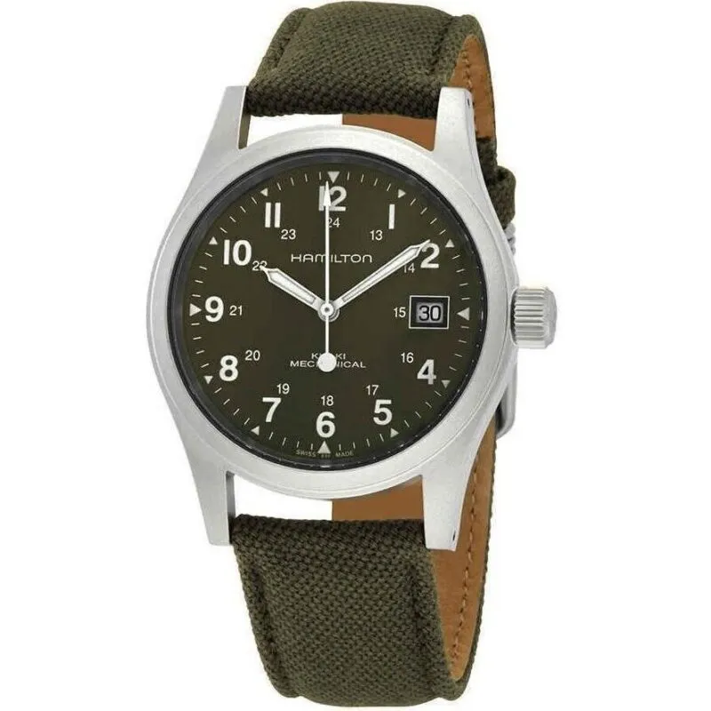 Hamilton Khaki Field Mechanical Canvas Strap Green Dial H69439363 Men's Watch