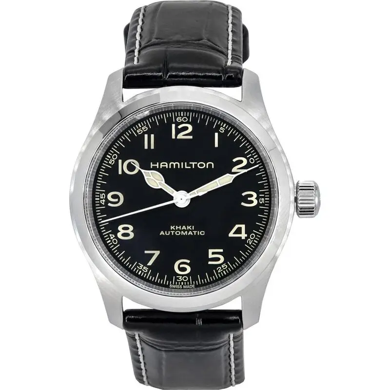 Hamilton Khaki Field Murph Leather Strap Black Dial Automatic H70405730 100M Men's Watch