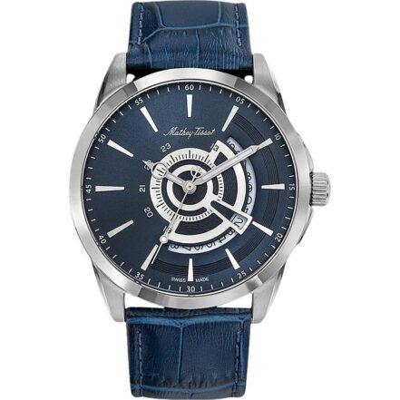 Mathey-Tissot Mondo Leather Strap Blue Dial Quartz H711ABU Men's Watch