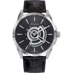 Mathey-Tissot Mondo Leather Strap Black Dial Quartz H711AN Men's Watch