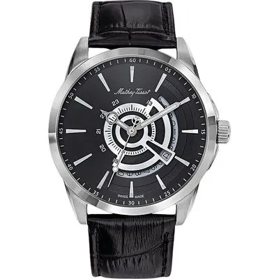 Mathey-Tissot Mondo Leather Strap Black Dial Quartz H711AN Men's Watch