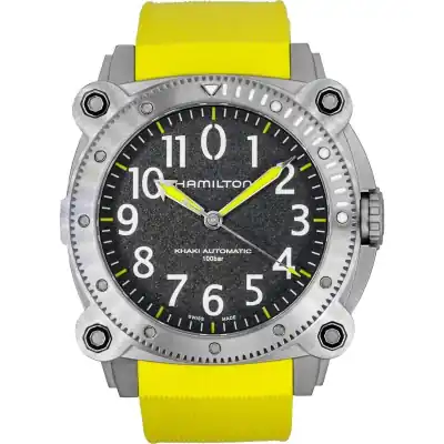 Hamilton Khaki Navy Belowzero Rubber Strap Grey Dial Automatic Diver's H78535380 1000M Men's Watch