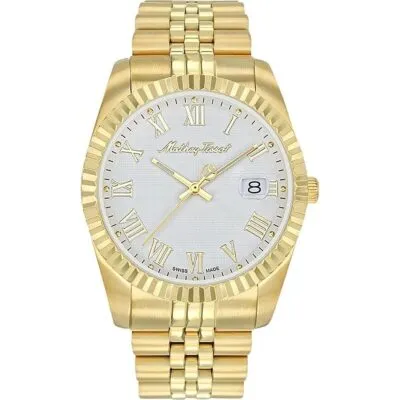 Mathey-Tissot Mathy III Roman Gold Tone Stainless Steel White Dial Quartz H810PBRI Men's Watch