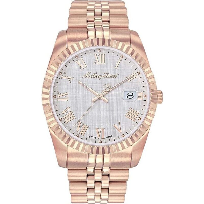 Mathey-Tissot Mathy III Roman Rose Gold Tone Stainless Steel White Dial Quartz H810PRA Men's Watch Mathey-Tissot Mathy III Roman Rose Gold Tone Stainless Steel White Dial Quartz H810PRA Men's Watch