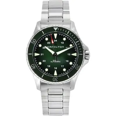 Hamilton Khaki Navy Scuba Stainless Steel Green Dial Automatic Diver's H82525160 300M Men's Watch
