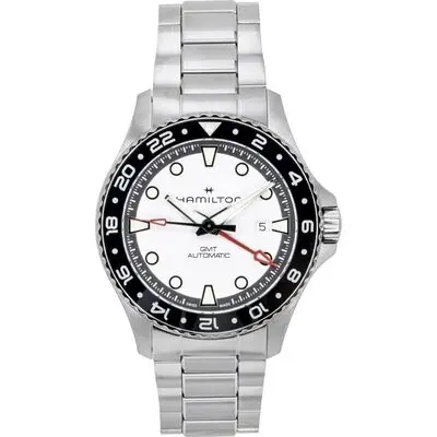 Hamilton Khaki Navy Scuba GMT Stainless Steel Silver Dial Automatic Diver's H82555150 300M Men's Watch