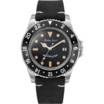 Mathey-Tissot Mathy Vintage Leather Strap Black Dial Quartz H900ALN Men's Watch