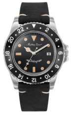 Mathey-Tissot Mathy Vintage Leather Strap Black Dial Quartz H900ALN Men's Watch