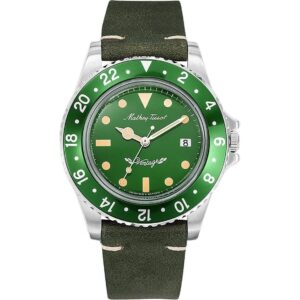 Mathey-Tissot Mathy Vintage Leather Strap Green Dial Quartz H900ALV Men's Watch