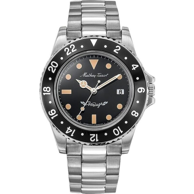 Mathey-Tissot Mathy Vintage Stainless Steel Black Dial Quartz H900AN Men's Watch Mathey-Tissot Mathy Vintage Stainless Steel Black Dial Quartz H900AN Men's Watch