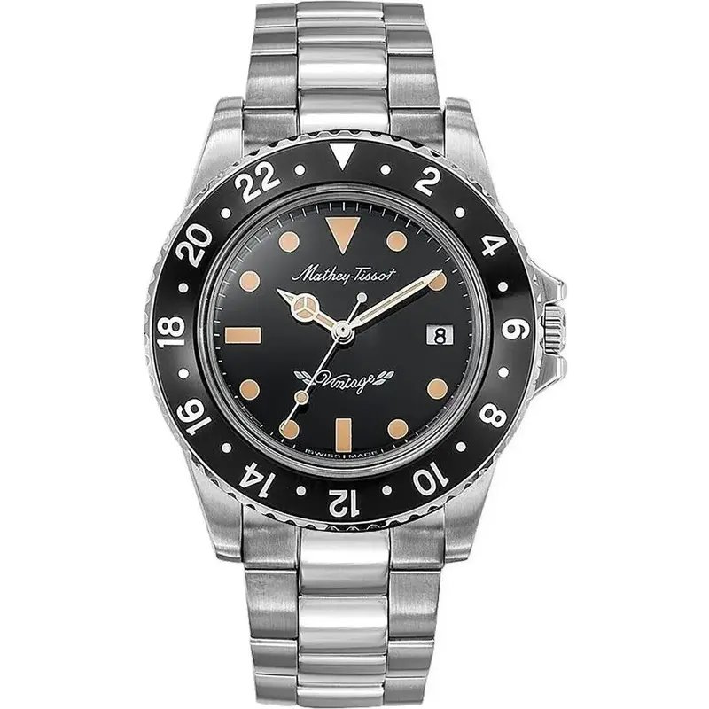 Mathey-Tissot Mathy Vintage Stainless Steel Black Dial Quartz H900AN Men's Watch