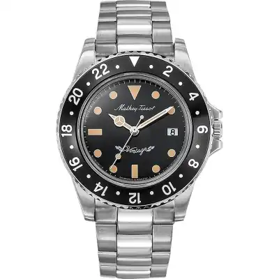 Mathey-Tissot Mathy Vintage Stainless Steel Black Dial Quartz H900AN Men's Watch
