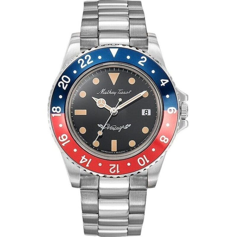 Mathey-Tissot Mathy Vintage Stainless Steel Black Dial Quartz H900AR Men's Watch Mathey-Tissot Mathy Vintage Stainless Steel Black Dial Quartz H900AR Men's Watch