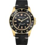 Mathey-Tissot Mathy Vintage Leather Strap Black Dial Quartz H900PLN Men's Watch