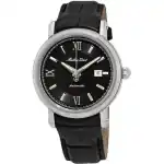 Mathey-Tissot Renaissance Genuine Leather Strap Black Dial Automatic H9030AN Men's Watch