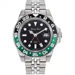 Mathey-Tissot Rolly Mathy Vintage GMT Stainless Steel Black Dial Quartz H903ANV 100M Men's Watch