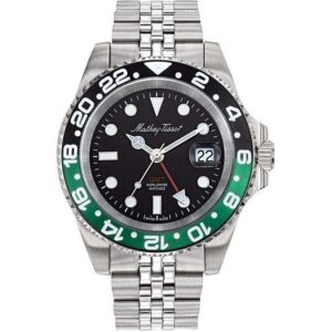 Mathey-Tissot Rolly Mathy Vintage GMT Stainless Steel Black Dial Quartz H903ANV 100M Men's Watch