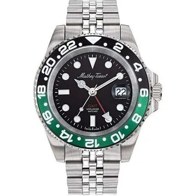 Mathey-Tissot Rolly Mathy Vintage GMT Stainless Steel Black Dial Quartz H903ANV 100M Men's Watch