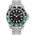Mathey-Tissot Rolly Mathy Vintage GMT Stainless Steel Black Dial Quartz H903ANV 100M Men's Watch