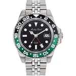 Mathey-Tissot Rolly Mathy Vintage GMT Stainless Steel Black Dial Quartz H903ANV 100M Men's Watch