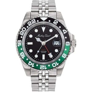 Mathey-Tissot Rolly Mathy Vintage GMT Stainless Steel Black Dial Quartz H903ANV 100M Men's Watch