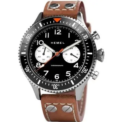 Hemel Reverse Panda Chronograph Ceramic Bezel Black With Super-LumiNova C3 Dial Quartz HF12 100M Men's Watch