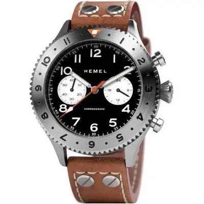 Hemel Reverse Panda Chronograph Ceramic Bezel Matte Black With Super-LumiNova C3 Dial Quartz HF13 100M Men's Watch