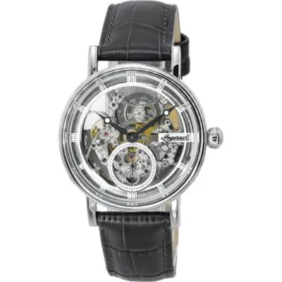Ingersoll The Herald Leather Strap Silver Skeleton Dial Automatic I00402B Men's Watch
