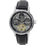Ingersoll The Jazz Sun and Moon Phase Leather Strap Skeleton Silver Dial Automatic I07701 Men's Watch