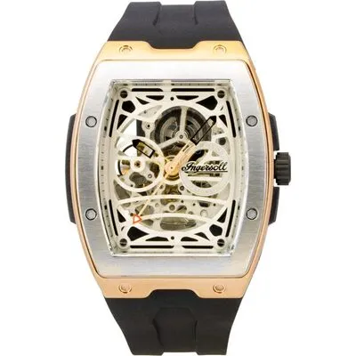 Ingersoll The Challenger PU Rubber Strap Silver Skeleton Dial Automatic I12302 Men's Watch