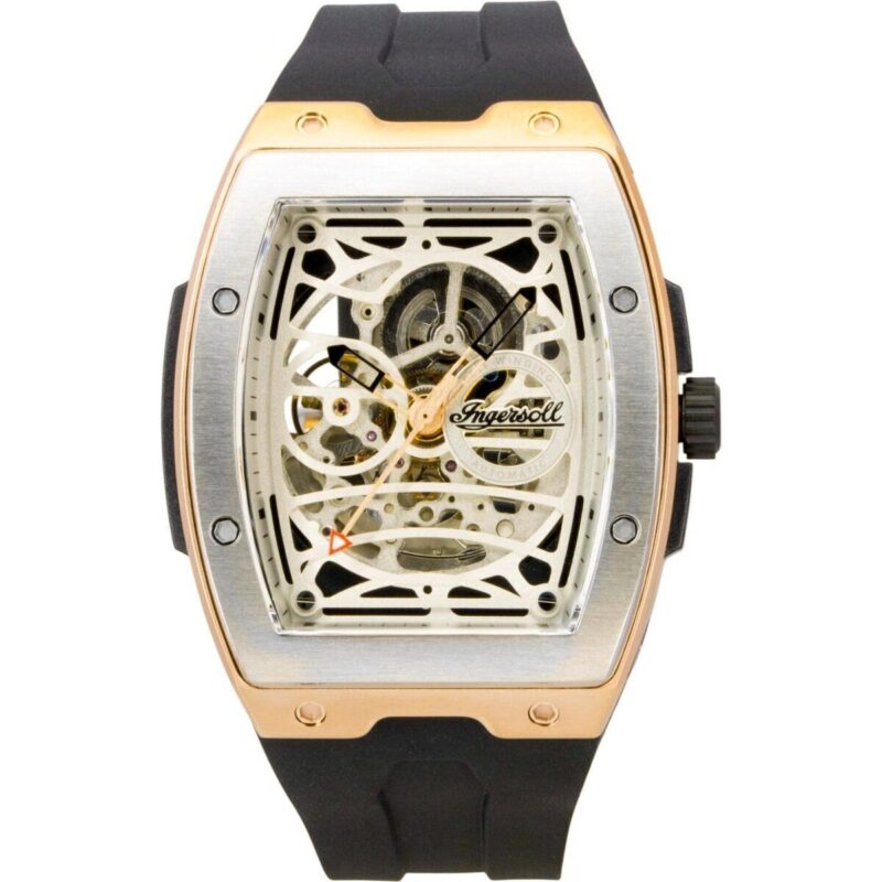 Ingersoll The Challenger PU Rubber Strap Silver Skeleton Dial Automatic I12302 Men's Watch