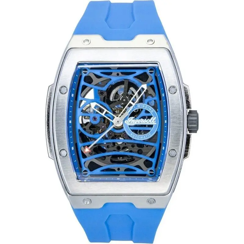 Ingersoll The Challenger Polyurethane Strap Blue Skeleton Dial Automatic I12308 Men's Watch
