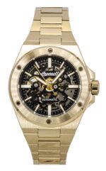 Ingersoll The Baller Gold Tone Stainless Steel Black Skeleton Dial Automatic I15001 Men's Watch