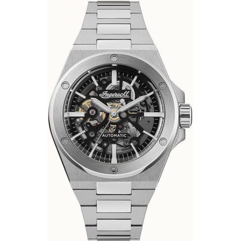Ingersoll The Baller Stainless Steel Black Skeleton Dial Automatic I15002 Men's Watch