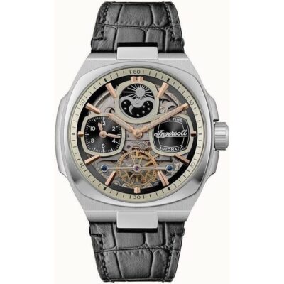 Ingersoll The Spirit Moon Phase Leather Strap Black Skeleton Dial Automatic I15801 Men's Watch