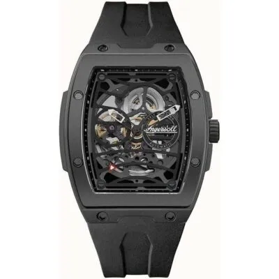 Ingersoll The Rim Polyurethane Strap Black Skeleton Dial Automatic I16201 Men's Watch