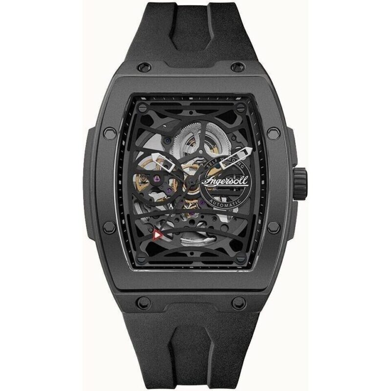 Ingersoll The Rim Polyurethane Strap Black Skeleton Dial Automatic I16201 Men's Watch Ingersoll The Rim Polyurethane Strap Black Skeleton Dial Automatic I16201 Men's Watch