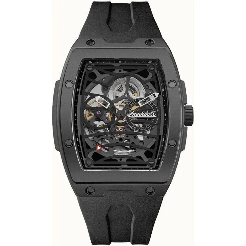 Ingersoll The Rim Polyurethane Strap Black Skeleton Dial Automatic I16201 Men's Watch