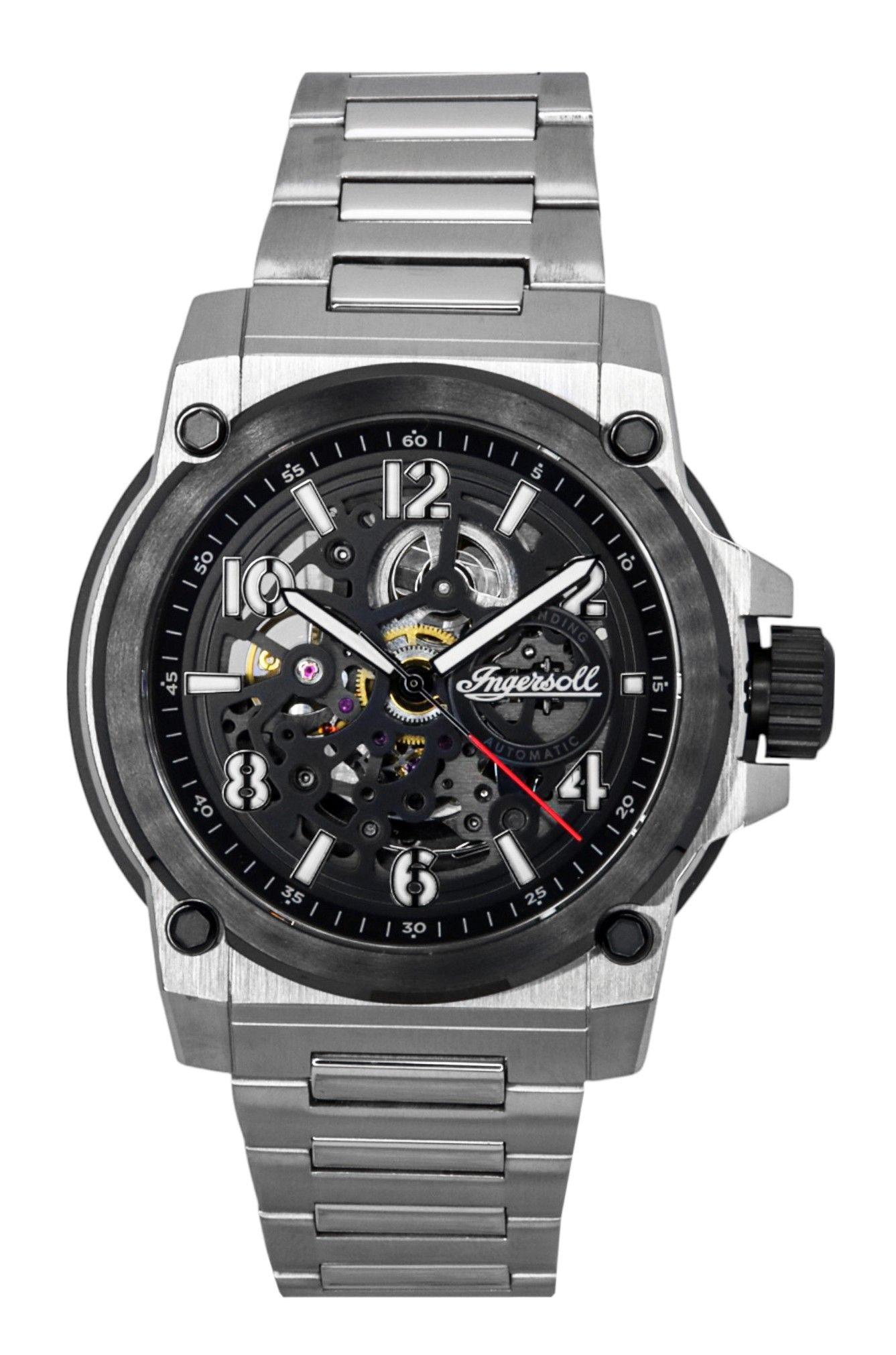 Ingersoll The Anvil Stainless Steel Black Skeleton Dial Automatic I16601 Men's Watch