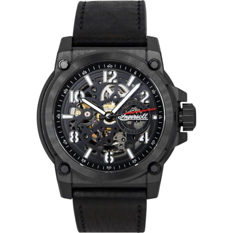 Ingersoll The Anvil Leather Strap Black Skeleton Dial Automatic I16602 Men's Watch Ingersoll The Anvil Leather Strap Black Skeleton Dial Automatic I16602 Men's Watch
