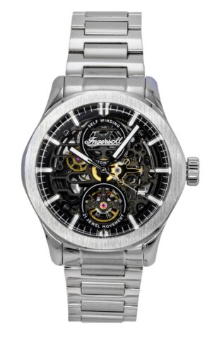 Ingersoll The Bronc Stainless Steel Black Skeleton Dial Automatic I16701 Men's Watch