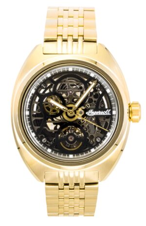 Ingersoll The Wrangler Gold Tone Stainless Steel Black Skeleton Dial Automatic I16902 Men's Watch