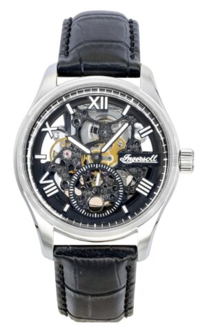 Ingersoll The Maverick Leather Strap Black Skeleton Dial Automatic I17401 Men's Watch