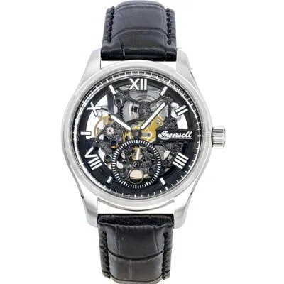 Ingersoll The Maverick Leather Strap Black Skeleton Dial Automatic I17401 Men's Watch