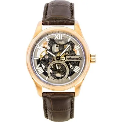 Ingersoll The Maverick Leather Strap Grey Skeleton Dial Automatic I17402 Men's Watch