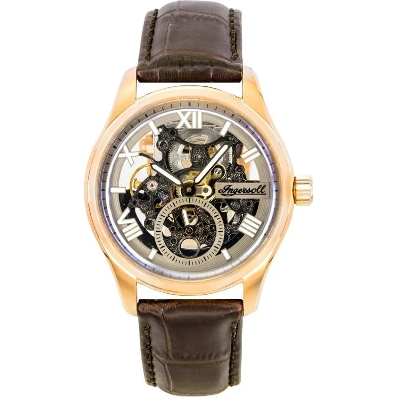Ingersoll The Maverick Leather Strap Grey Skeleton Dial Automatic I17402 Men's Watch