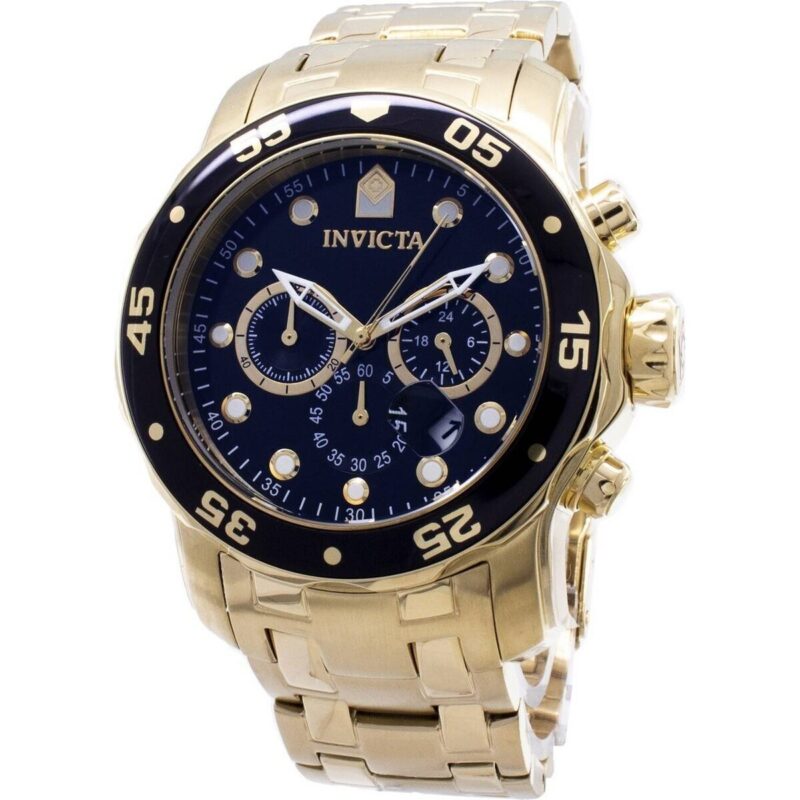 Invicta Pro-Diver Chronograph Gold Tone 200M 0072 Men's Watch
