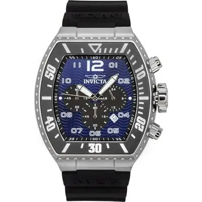 Invicta Pro Diver Zager Chronograph GMT Silicone Strap Blue Dial Quartz 47281 100M Men's Watch