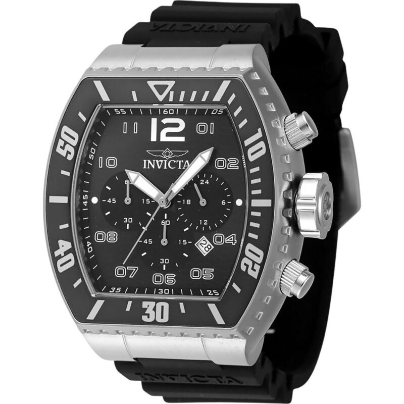 Invicta Pro Diver Chronograph Silicone Strap Black Dial Quartz 47282 100M Men's Watch